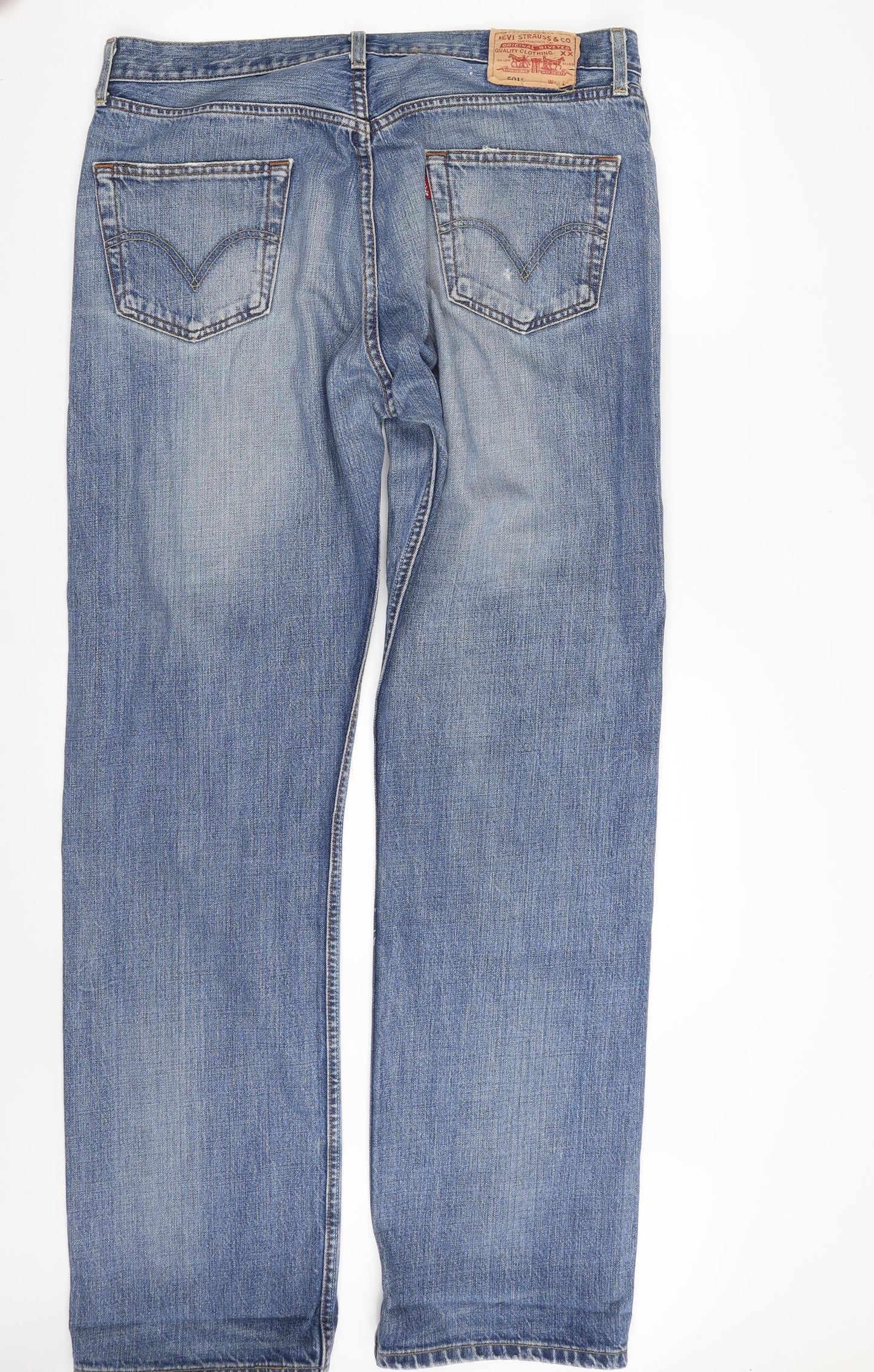 Levi's Mens Blue  Cotton Straight Jeans Size 36 in L34 in Regular Button