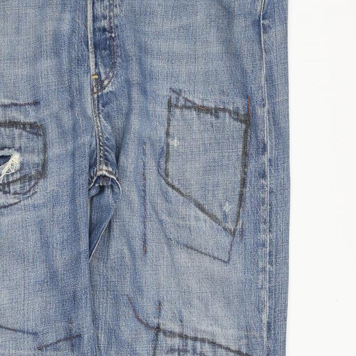 Levi's Mens Blue  Cotton Straight Jeans Size 36 in L34 in Regular Button
