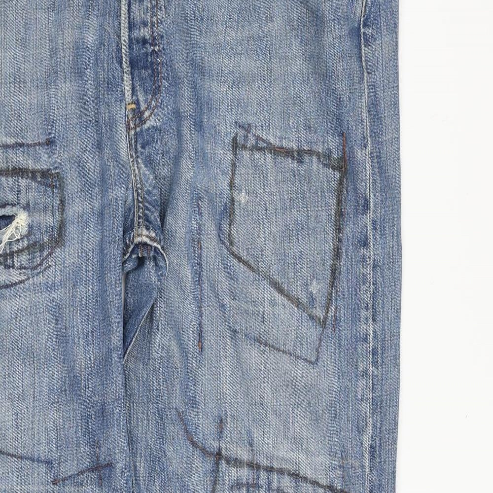 Levi's Mens Blue  Cotton Straight Jeans Size 36 in L34 in Regular Button