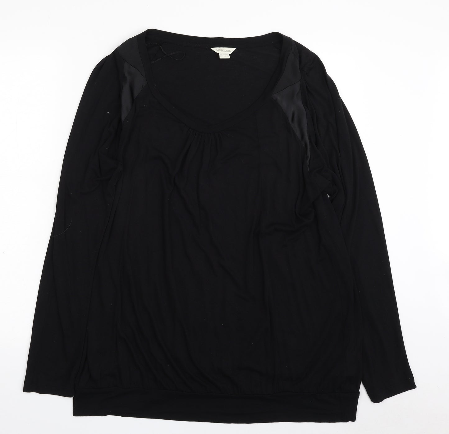 Monsoon Womens Black  Viscose Basic T-Shirt Size 22 Scoop Neck