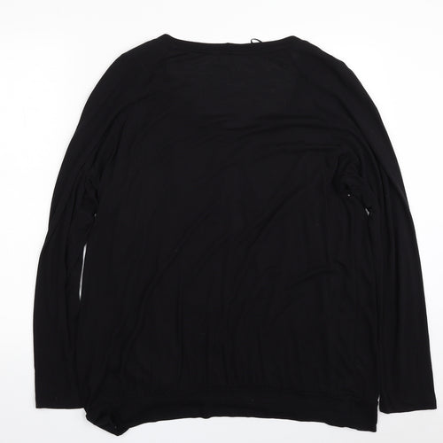 Monsoon Womens Black  Viscose Basic T-Shirt Size 22 Scoop Neck