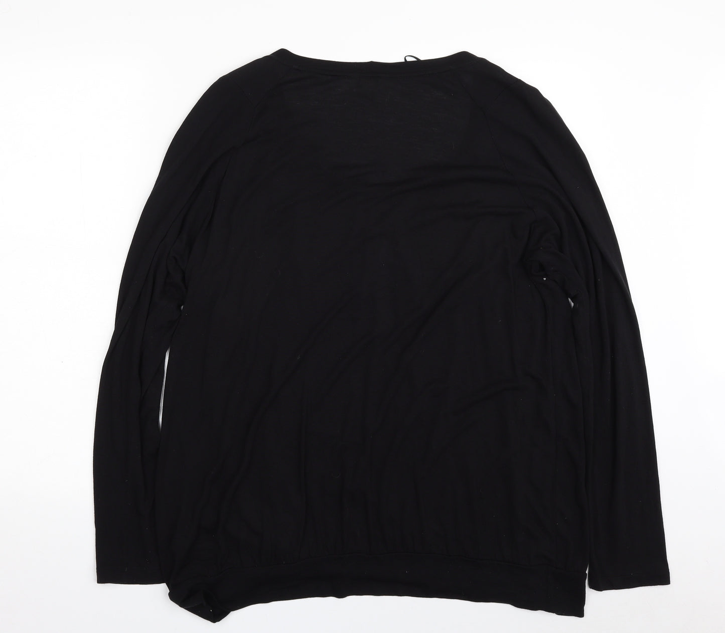 Monsoon Womens Black  Viscose Basic T-Shirt Size 22 Scoop Neck