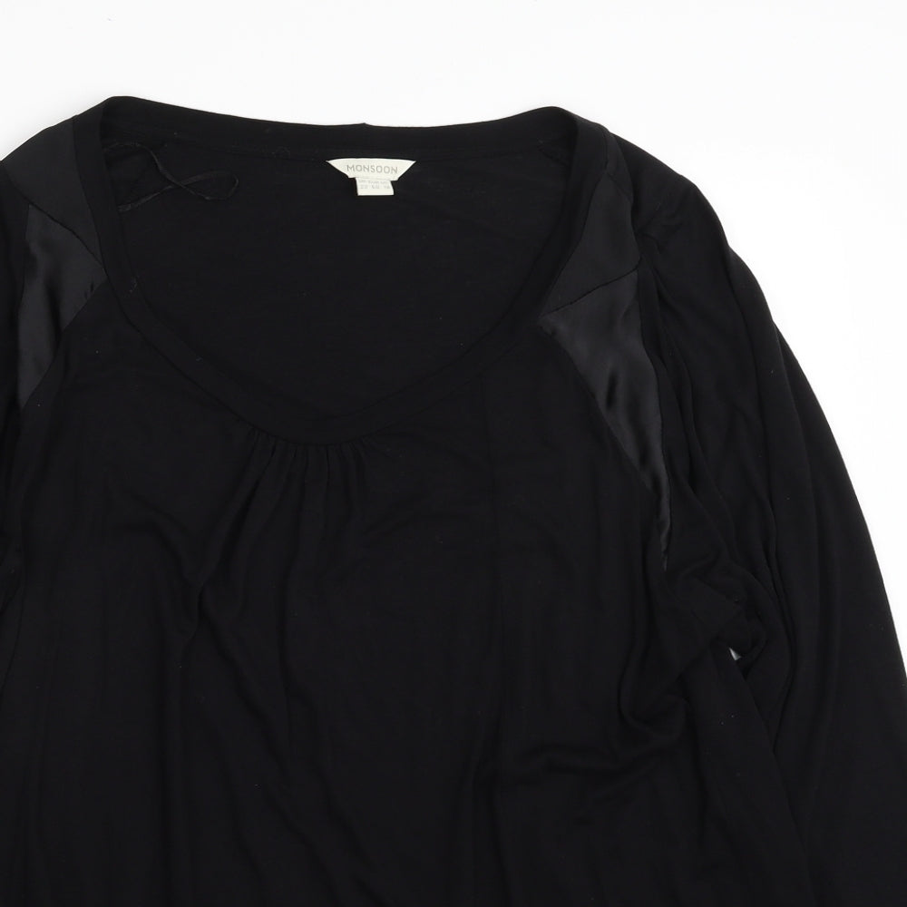 Monsoon Womens Black  Viscose Basic T-Shirt Size 22 Scoop Neck