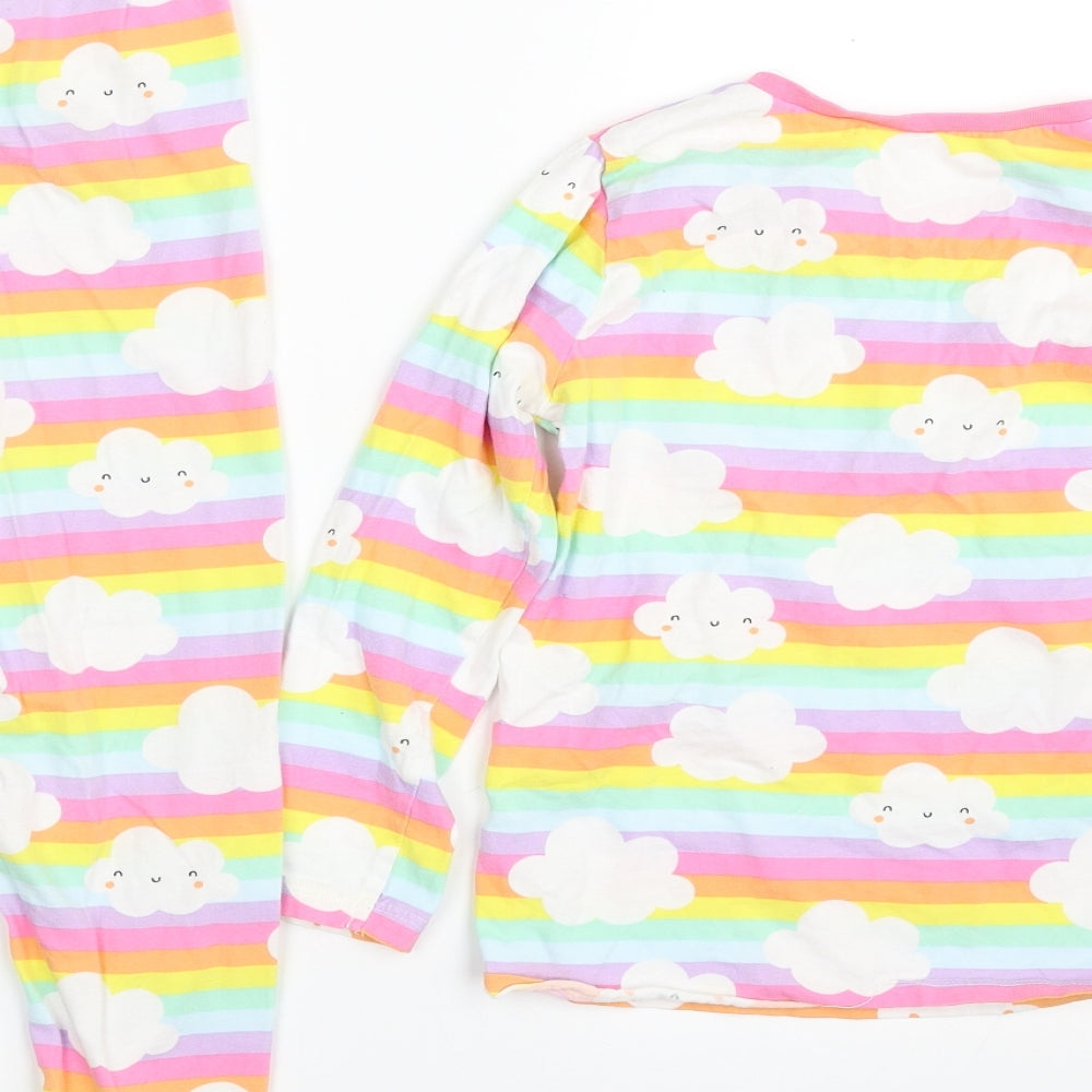 George Girls Multicoloured Solid 100% Cotton Top Pyjama Set Size 6-7 Years  Pullover - Rainbow