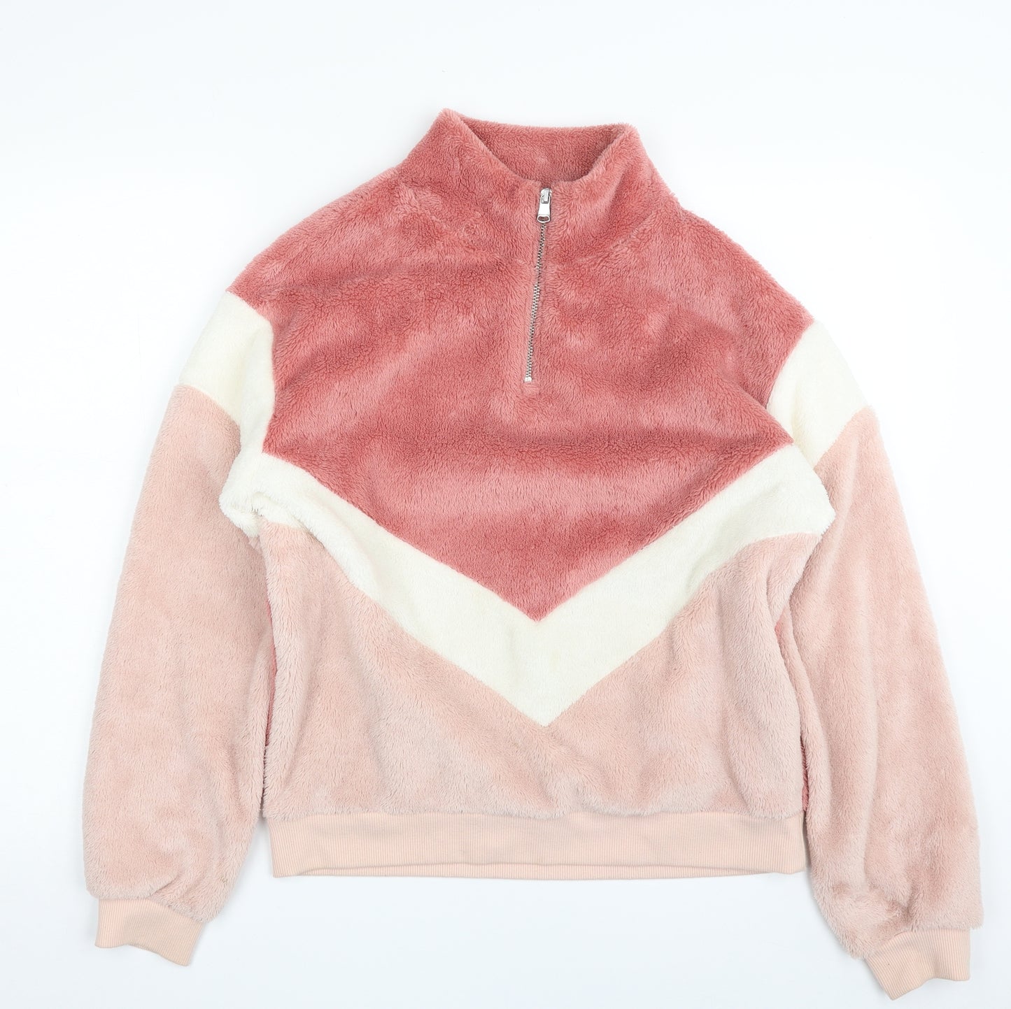 H&M Womens Pink  100% Polyester Pullover Sweatshirt Size S  Zip