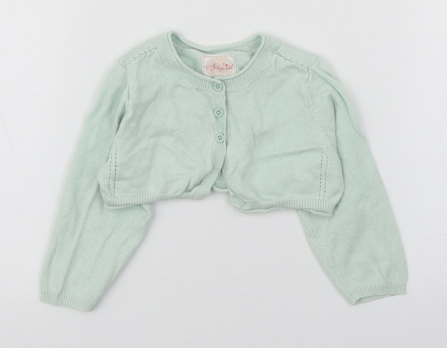Marks and Spencer  Green  Cotton Cardigan Jumper Size 6-9 Months  Button - Cropped