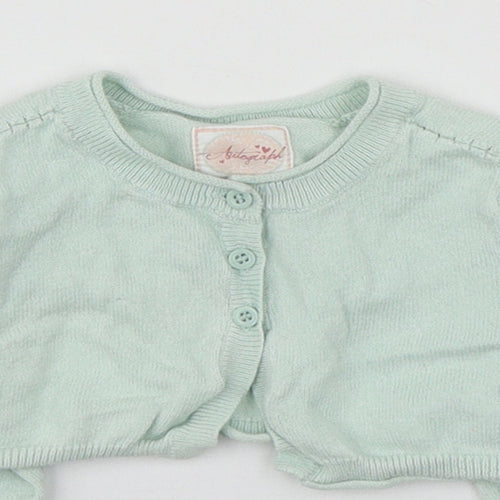 Marks and Spencer  Green  Cotton Cardigan Jumper Size 6-9 Months  Button - Cropped