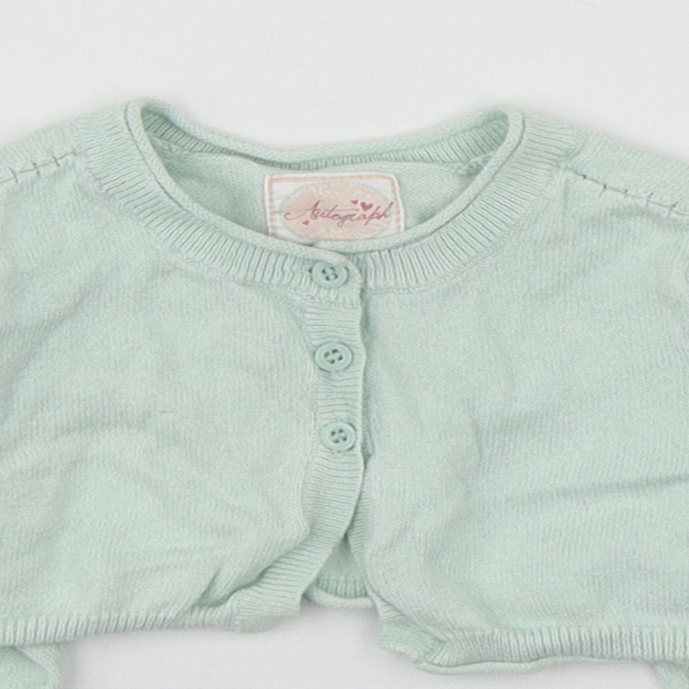 Marks and Spencer  Green  Cotton Cardigan Jumper Size 6-9 Months  Button - Cropped