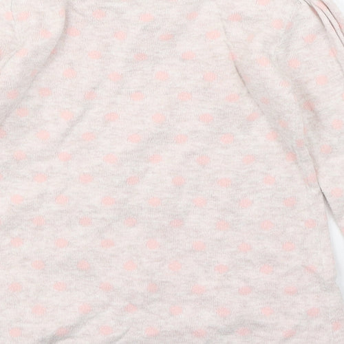 TU Girls Pink Polka Dot 100% Cotton Jumper Dress  Size 6-9 Months  Round Neck Pullover - Hedgehog