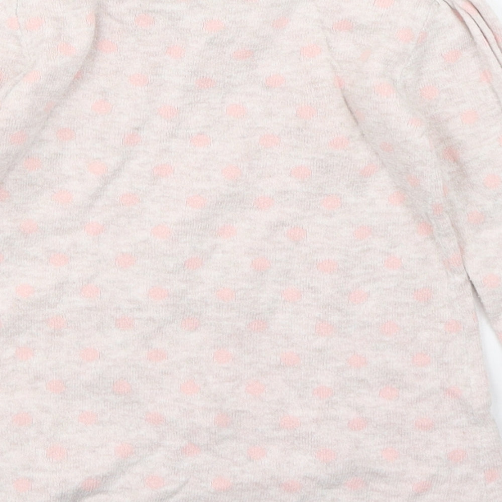 TU Girls Pink Polka Dot 100% Cotton Jumper Dress  Size 6-9 Months  Round Neck Pullover - Hedgehog