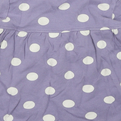 Frugi Girls Purple Polka Dot 100% Cotton A-Line  Size 6-9 Months  Round Neck Pullover - Hedgehog