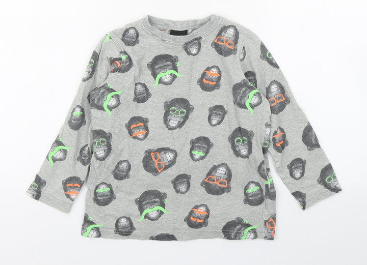 NEXT Boys Multicoloured Geometric 100% Cotton Basic T-Shirt Size 5 Years Round Neck Pullover - Monkey