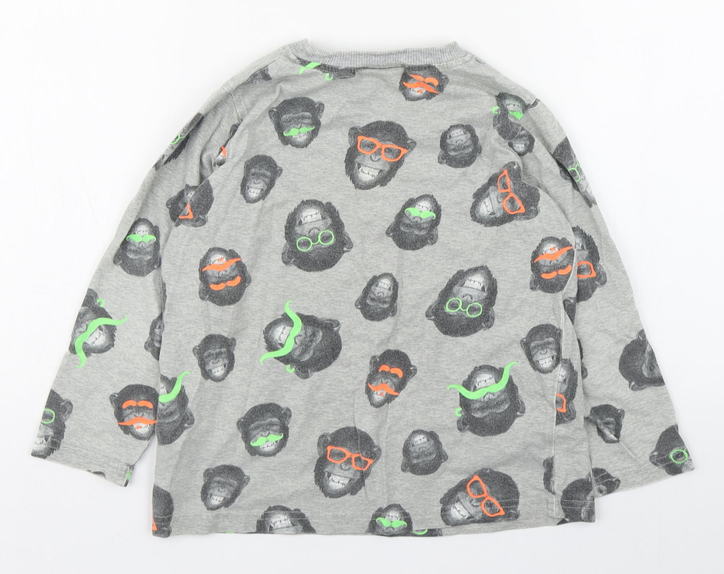 NEXT Boys Multicoloured Geometric 100% Cotton Basic T-Shirt Size 5 Years Round Neck Pullover - Monkey