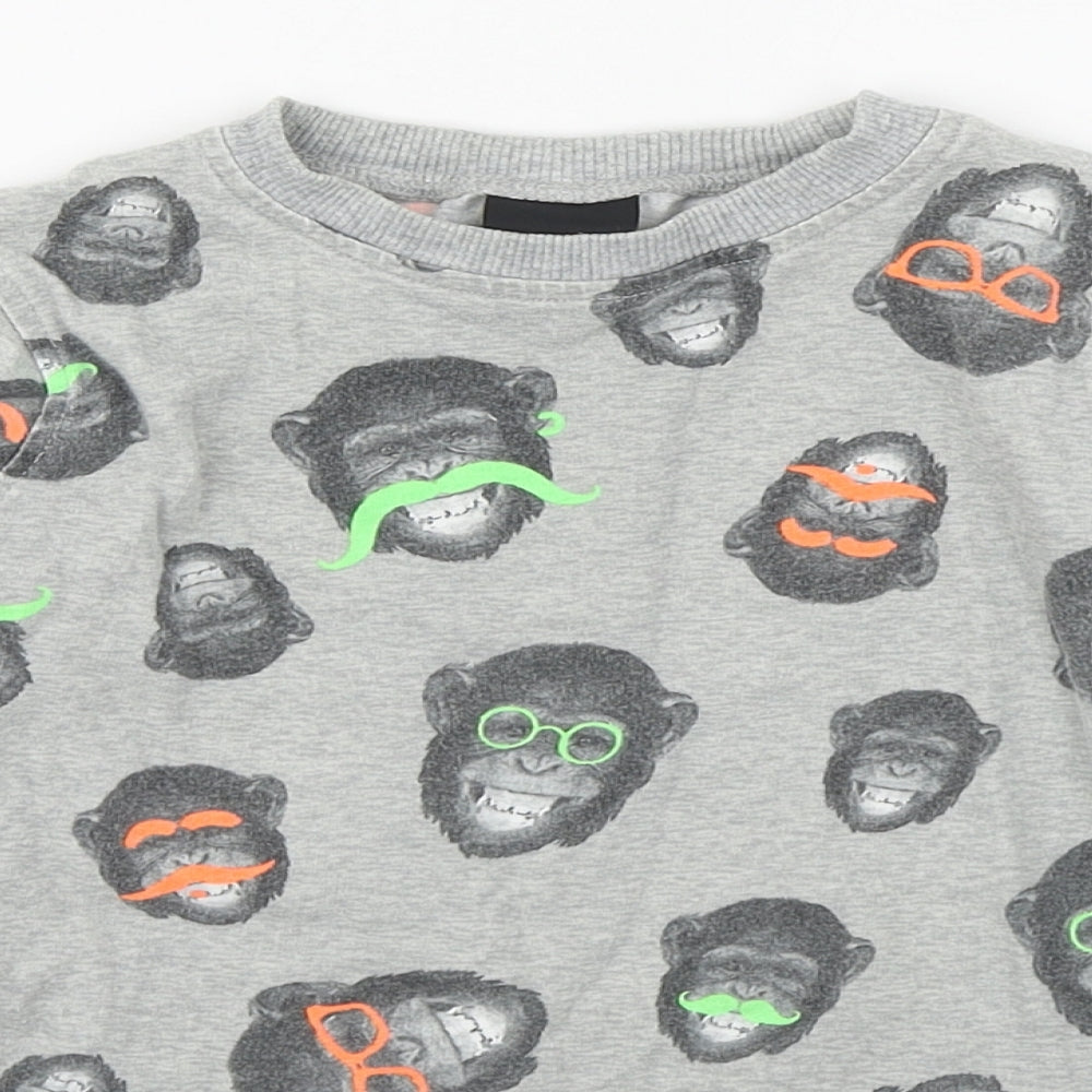 NEXT Boys Multicoloured Geometric 100% Cotton Basic T-Shirt Size 5 Years Round Neck Pullover - Monkey