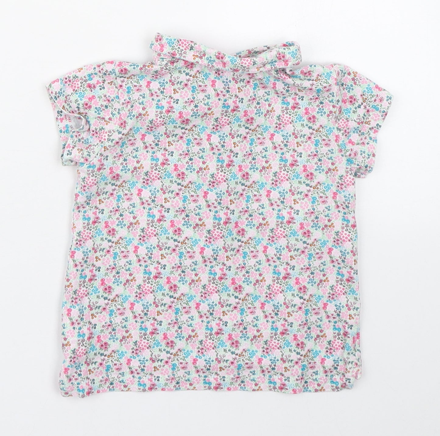 NEXT Girls Multicoloured Floral 100% Cotton Basic Polo Size 9-12 Months Collared Button