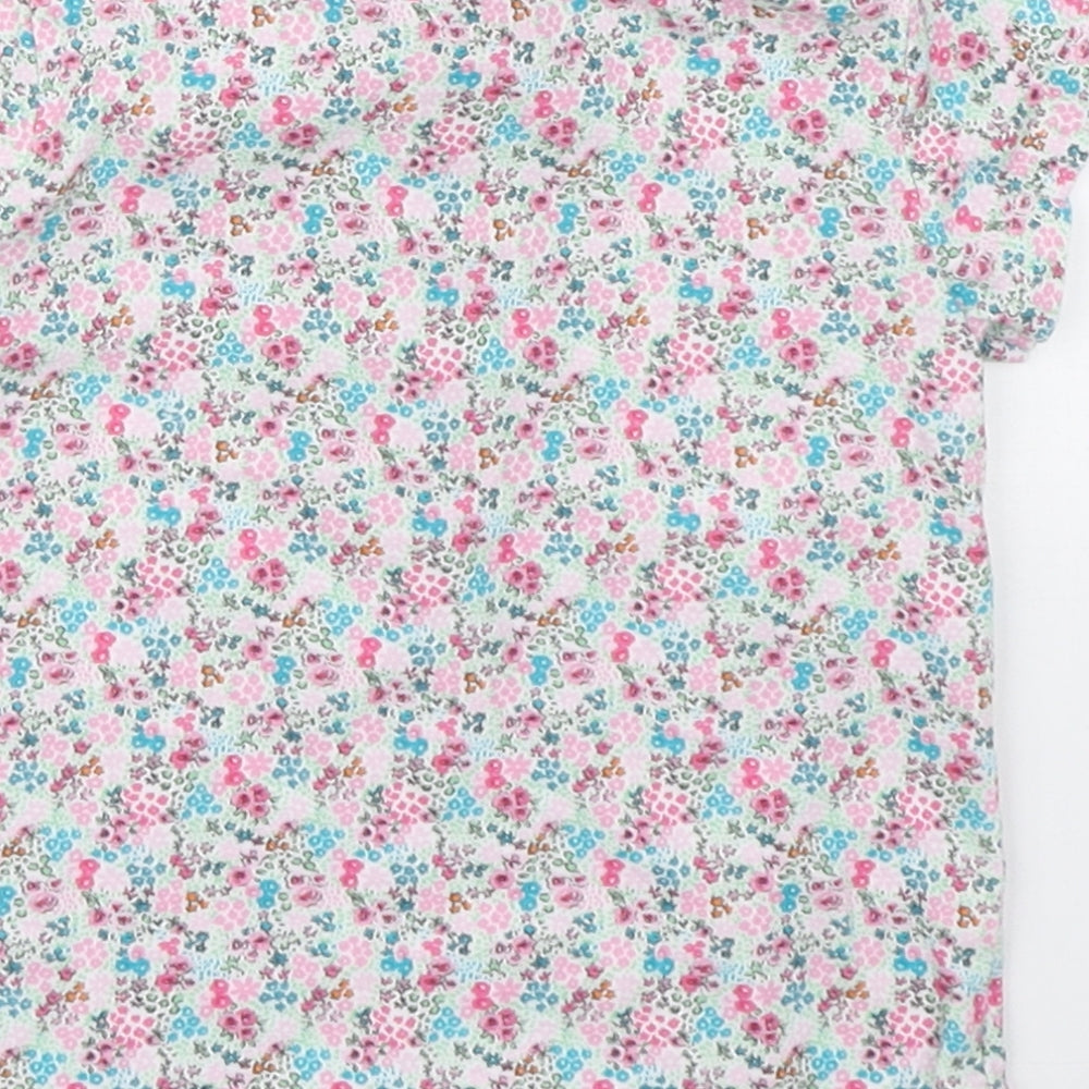 NEXT Girls Multicoloured Floral 100% Cotton Basic Polo Size 9-12 Months Collared Button