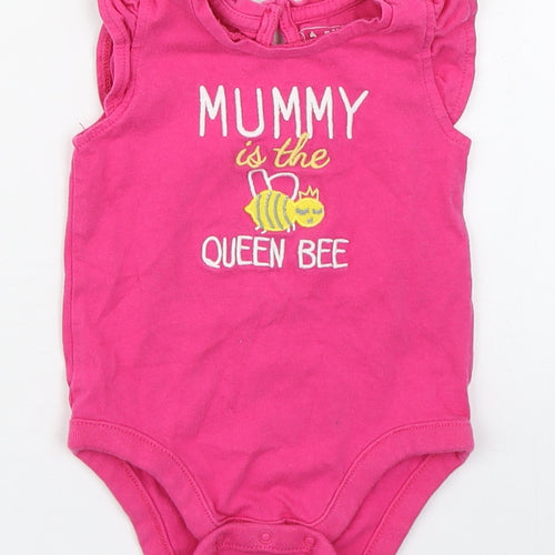 Gap Girls Pink  100% Cotton Babygrow One-Piece Size 3-6 Months  Button - Mummy is Queen Bee