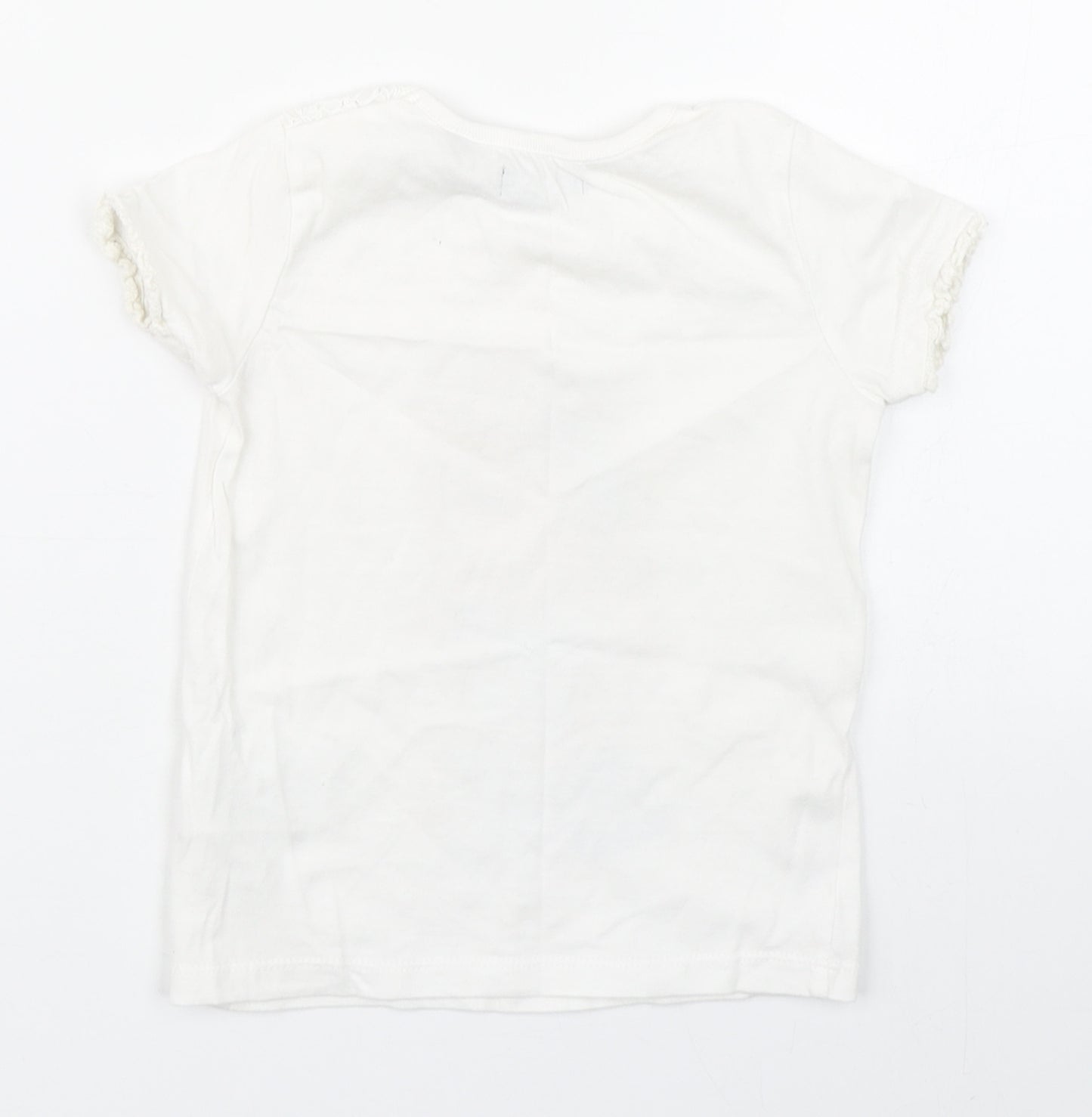 Blue Seven Girls White  100% Cotton Basic T-Shirt Size 2 Years Round Neck Pullover