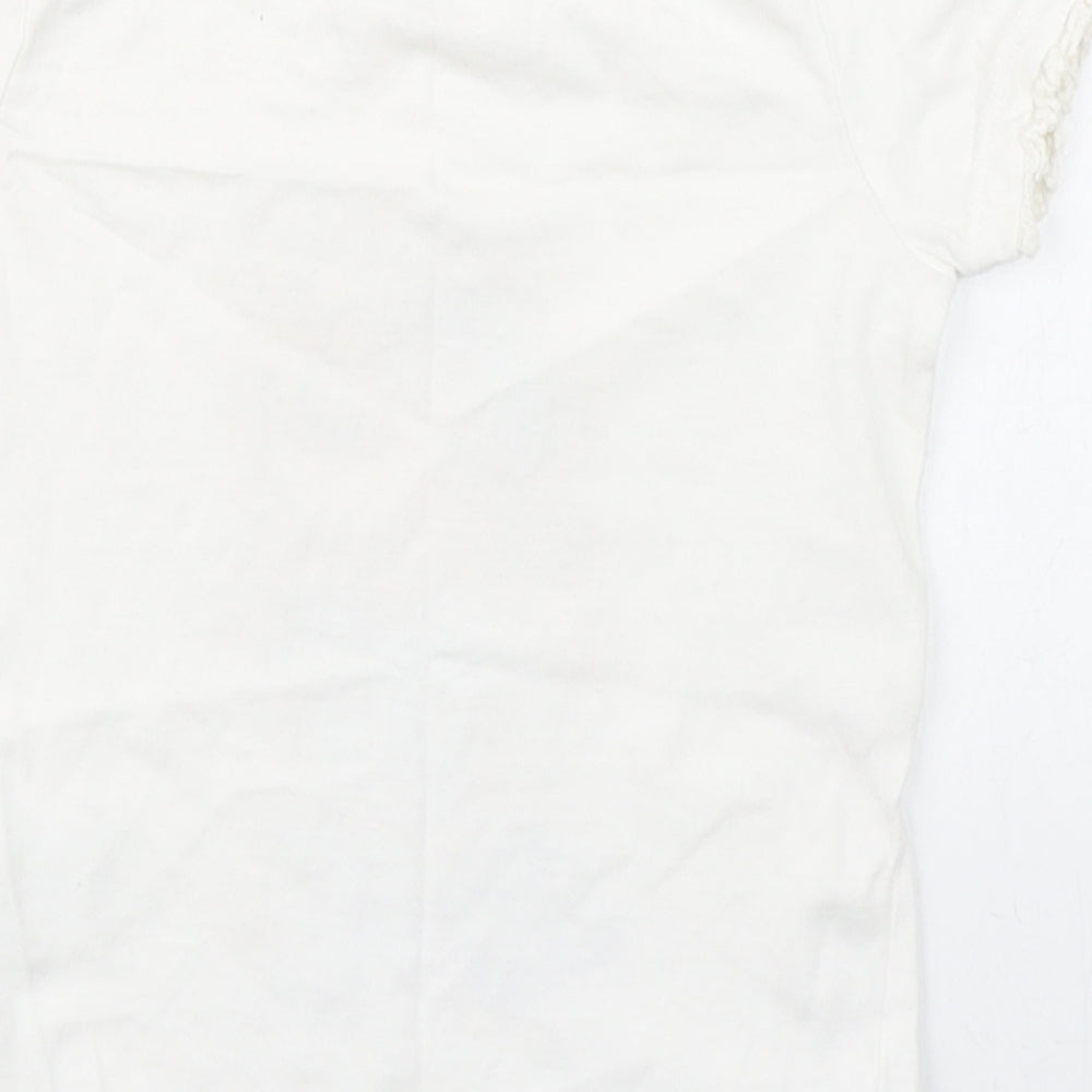 Blue Seven Girls White  100% Cotton Basic T-Shirt Size 2 Years Round Neck Pullover