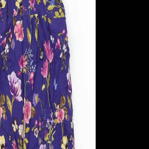 Marks and Spencer Girls Purple Floral Cotton Babygrow One-Piece Size 9-12 Months  Button
