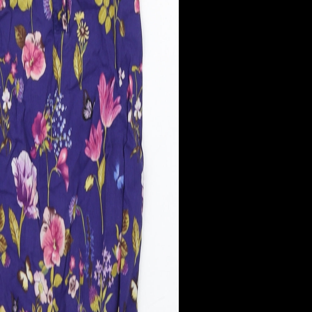 Marks and Spencer Girls Purple Floral Cotton Babygrow One-Piece Size 9-12 Months  Button