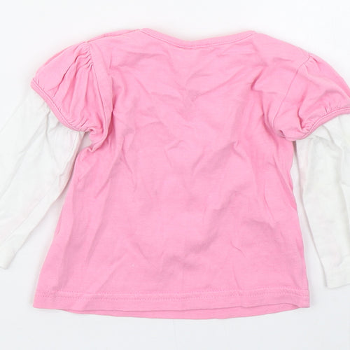 Blue Zoo Girls Pink  100% Cotton Basic T-Shirt Size 9-12 Months Round Neck Pullover - Mummy's Little Angel