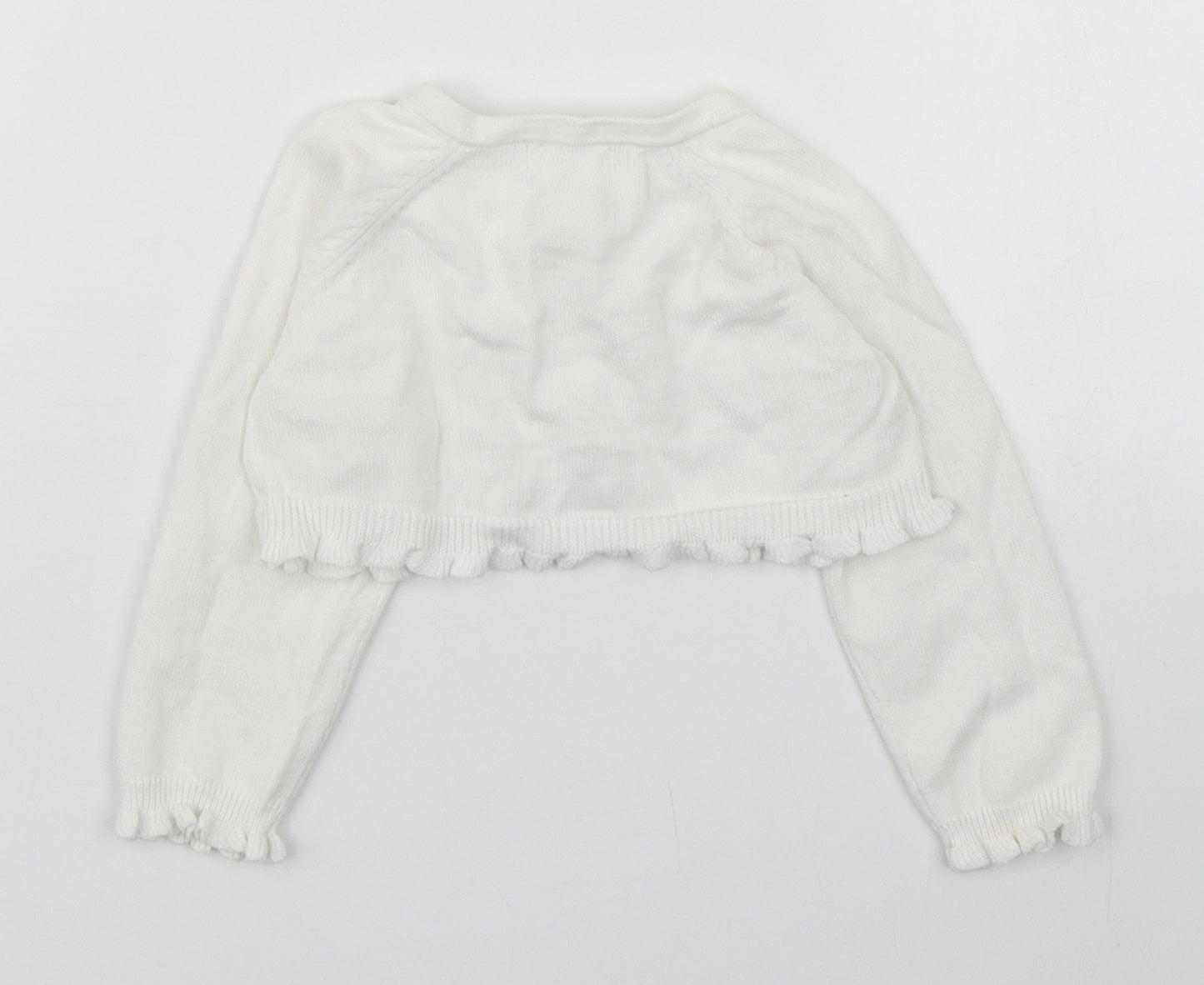 Monsoon Girls White  100% Cotton Cardigan Jumper Size 6-9 Months  Button