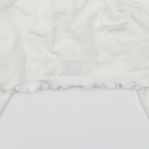 Monsoon Girls White  100% Cotton Cardigan Jumper Size 6-9 Months  Button