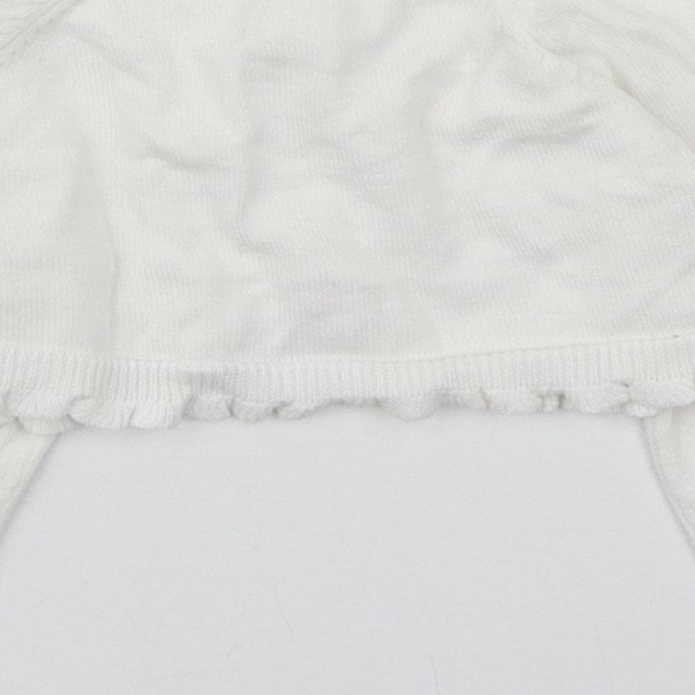Monsoon Girls White  100% Cotton Cardigan Jumper Size 6-9 Months  Button