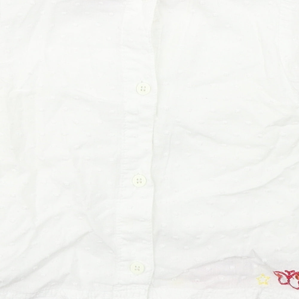 Debenhams Girls White  100% Cotton Basic Blouse Size 9-12 Months Round Neck Button