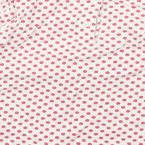 Gap Girls White Polka Dot 100% Cotton Basic T-Shirt Size 6-9 Months Scoop Neck Button