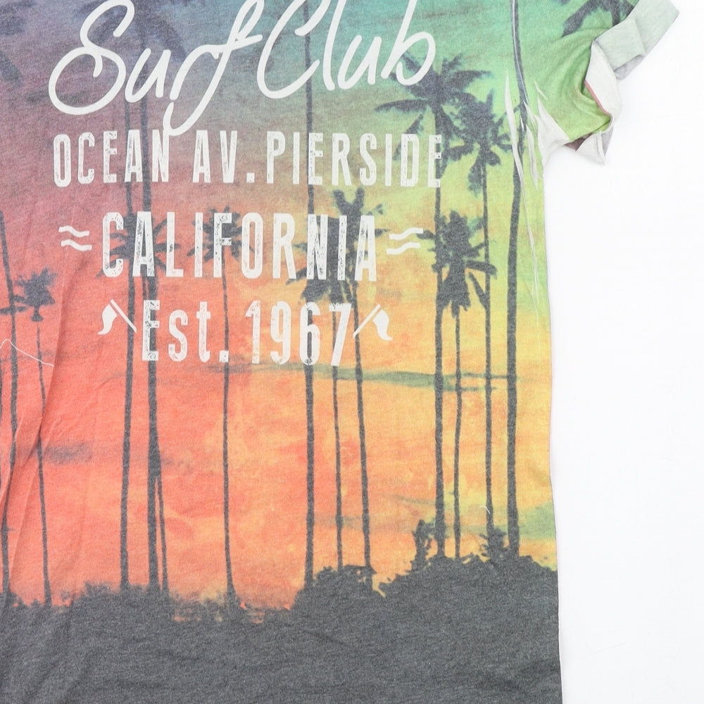 River Island Mens Multicoloured  Polyester  T-Shirt Size XS Round Neck