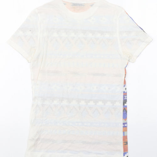 Topman Mens Multicoloured Fair Isle Cotton  T-Shirt Size XS Round Neck