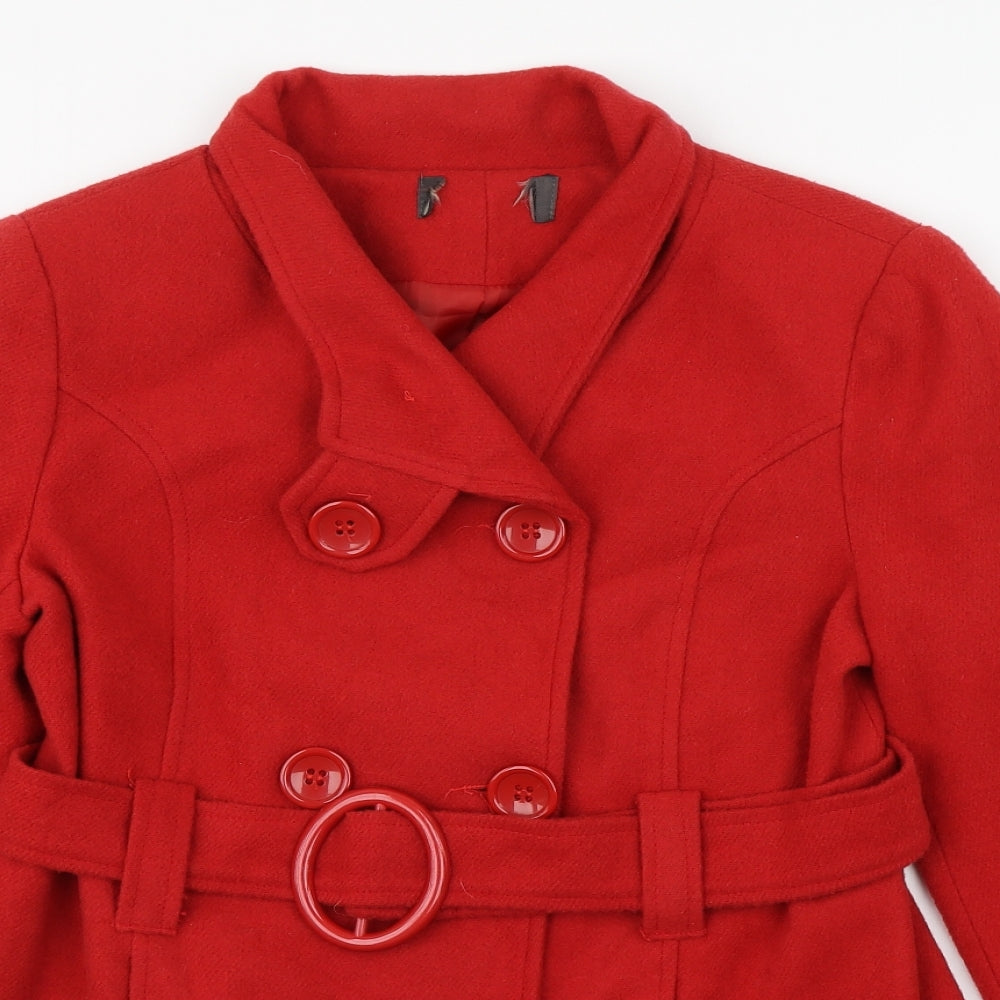 Preworn Womens Red   Pea Coat Coat Size 14  Button