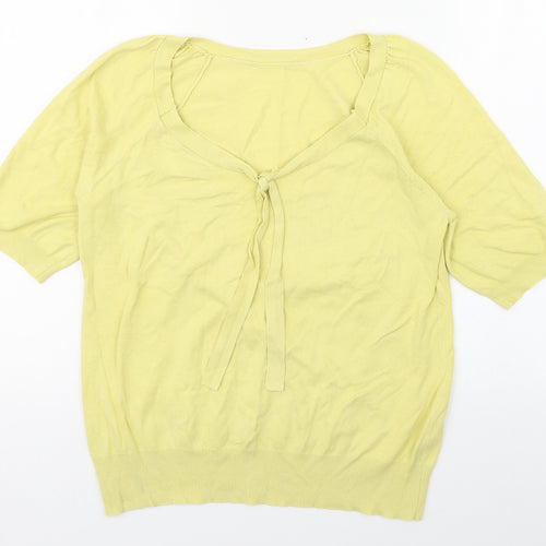 George Womens Yellow  Cotton Basic Blouse Size 14 Scoop Neck