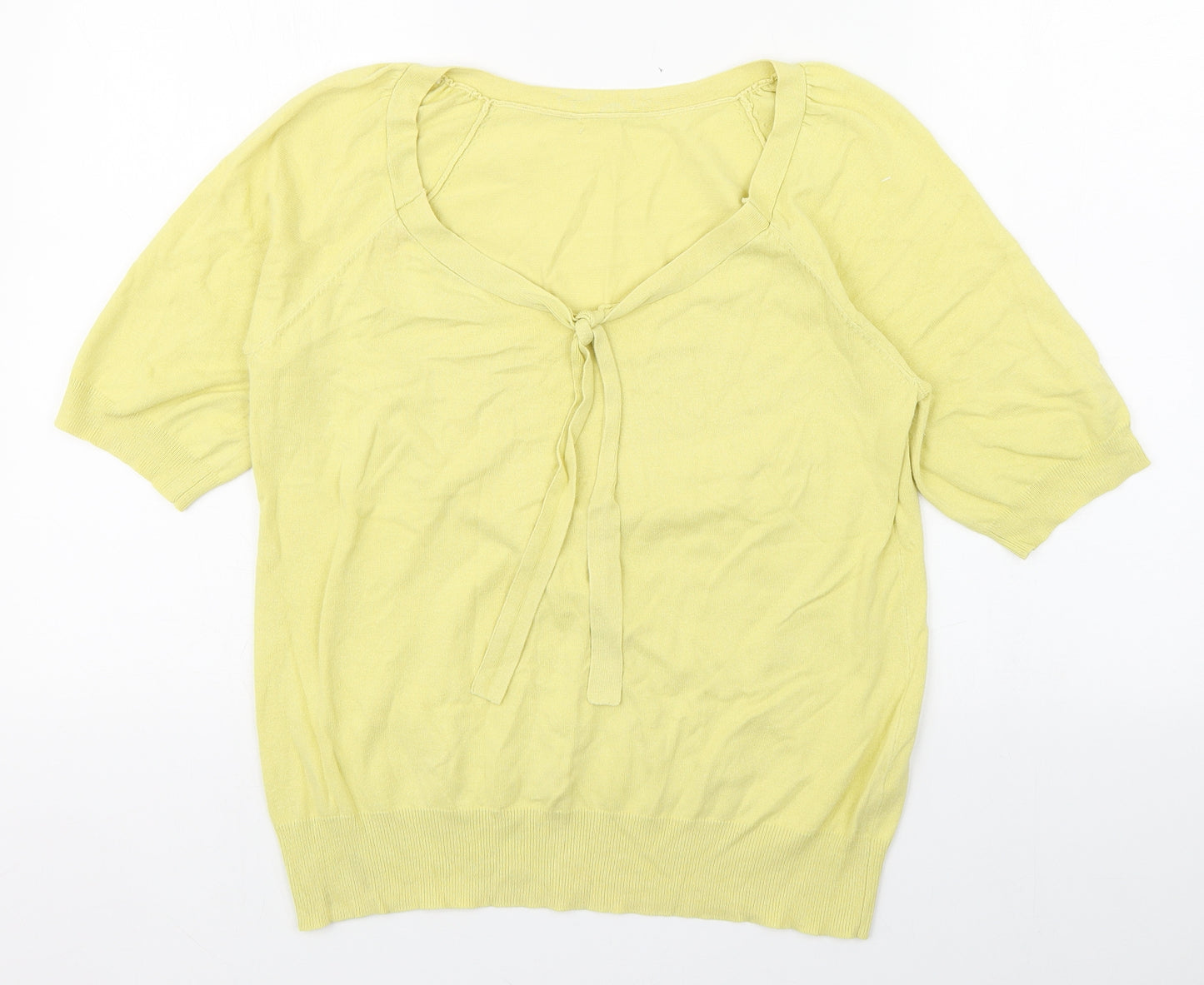George Womens Yellow  Cotton Basic Blouse Size 14 Scoop Neck
