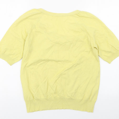 George Womens Yellow  Cotton Basic Blouse Size 14 Scoop Neck