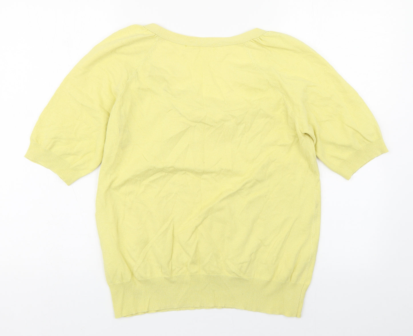 George Womens Yellow  Cotton Basic Blouse Size 14 Scoop Neck