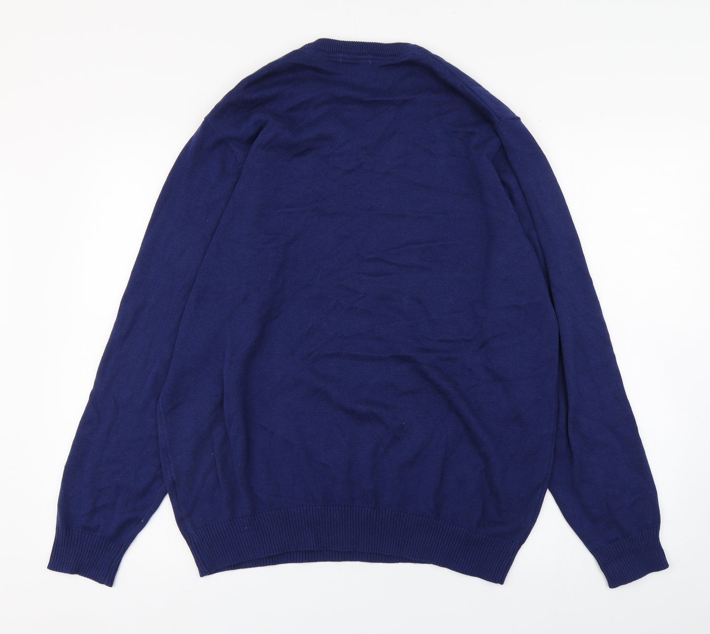 Cotton Traders Mens Blue V-Neck  Cotton Pullover Jumper Size L