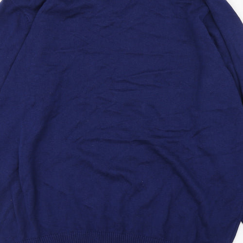 Cotton Traders Mens Blue V-Neck  Cotton Pullover Jumper Size L