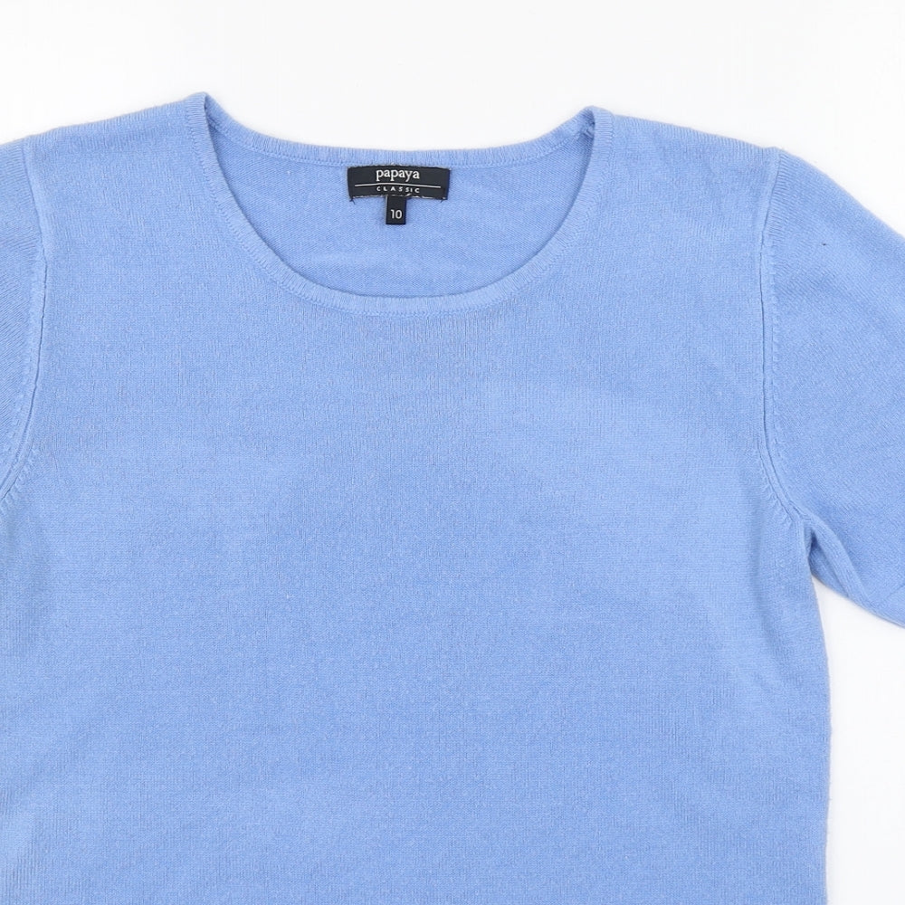 Papaya Womens Blue Round Neck  Acrylic Pullover Jumper Size 10