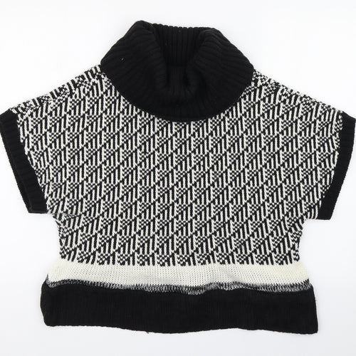 Peacocks Womens Black Roll Neck Geometric Polyester Pullover Jumper Size 12