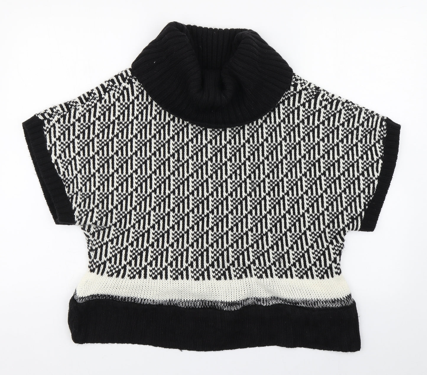 Peacocks Womens Black Roll Neck Geometric Polyester Pullover Jumper Size 12