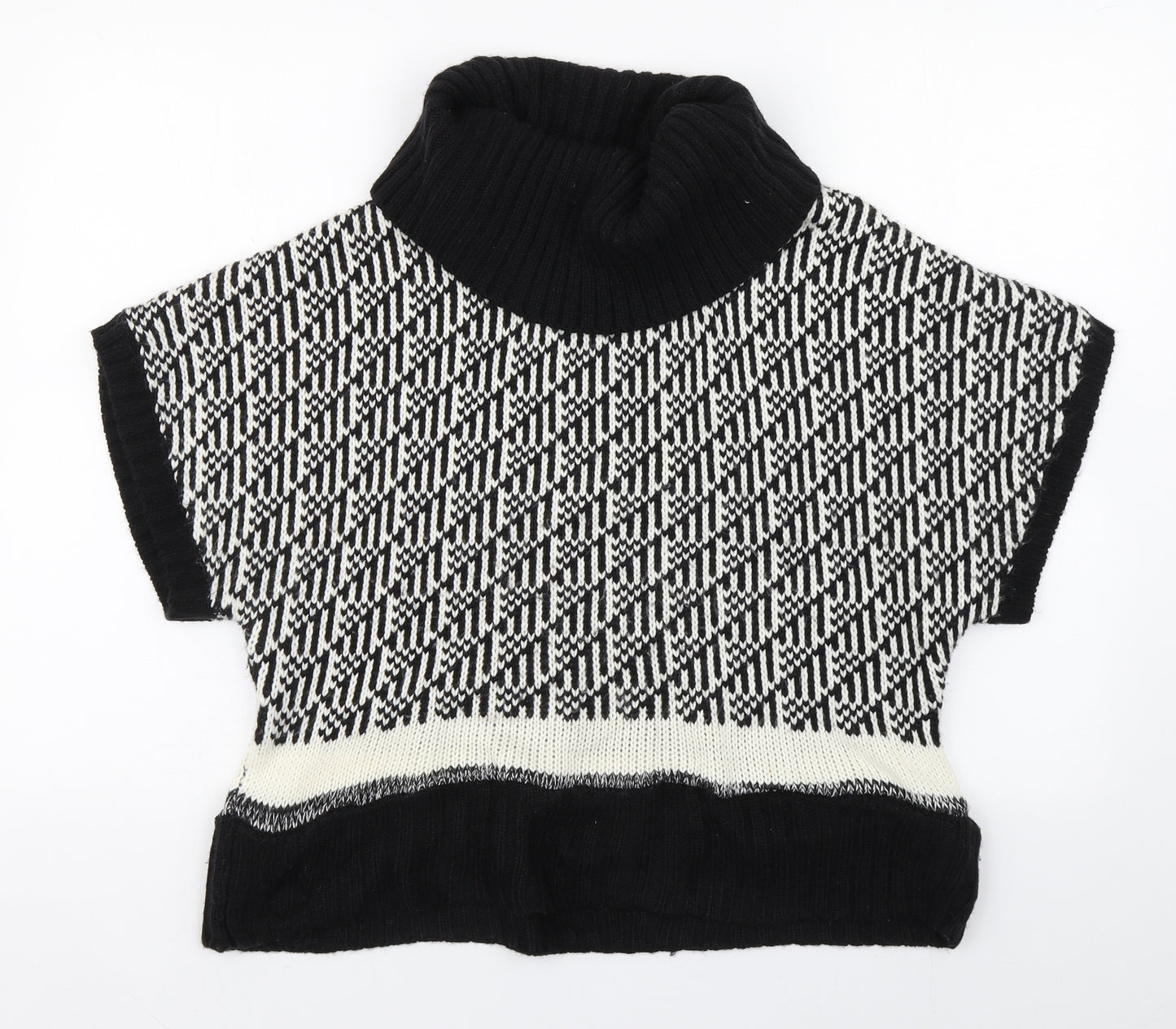 Peacocks Womens Black Roll Neck Geometric Polyester Pullover Jumper Size 12