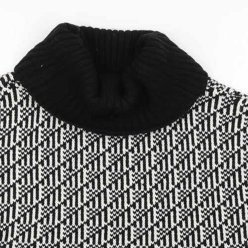 Peacocks Womens Black Roll Neck Geometric Polyester Pullover Jumper Size 12