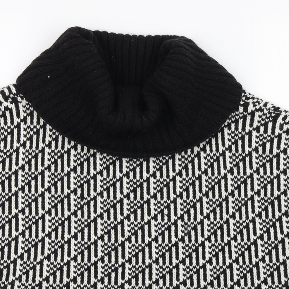 Peacocks Womens Black Roll Neck Geometric Polyester Pullover Jumper Size 12