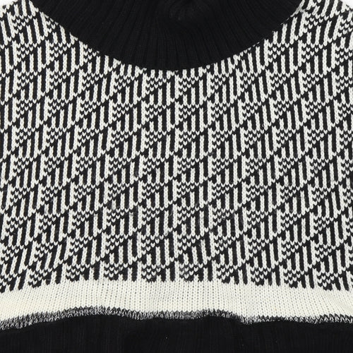 Peacocks Womens Black Roll Neck Geometric Polyester Pullover Jumper Size 12