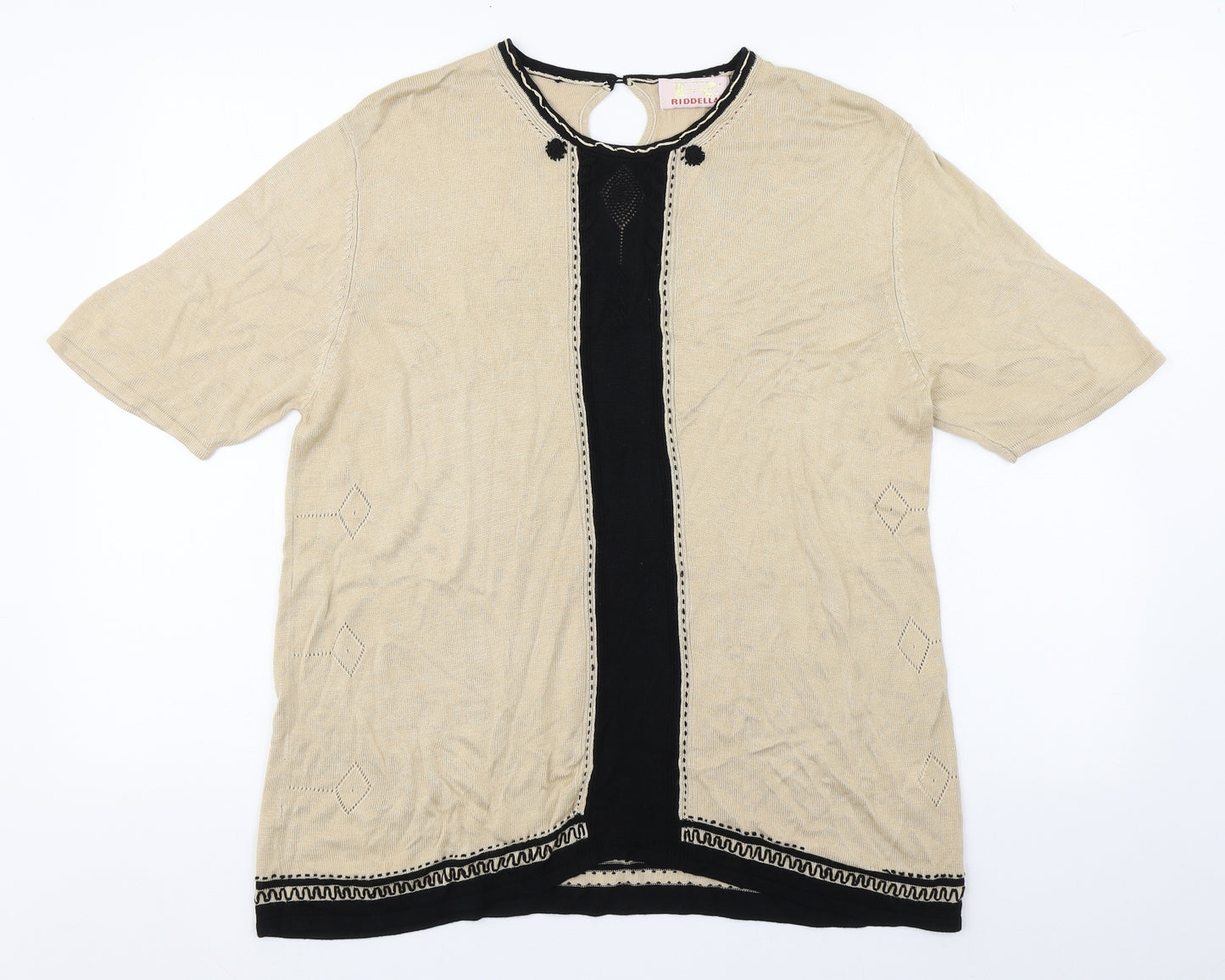 Riddella Womens Beige  Viscose Basic Blouse Size 16 Round Neck