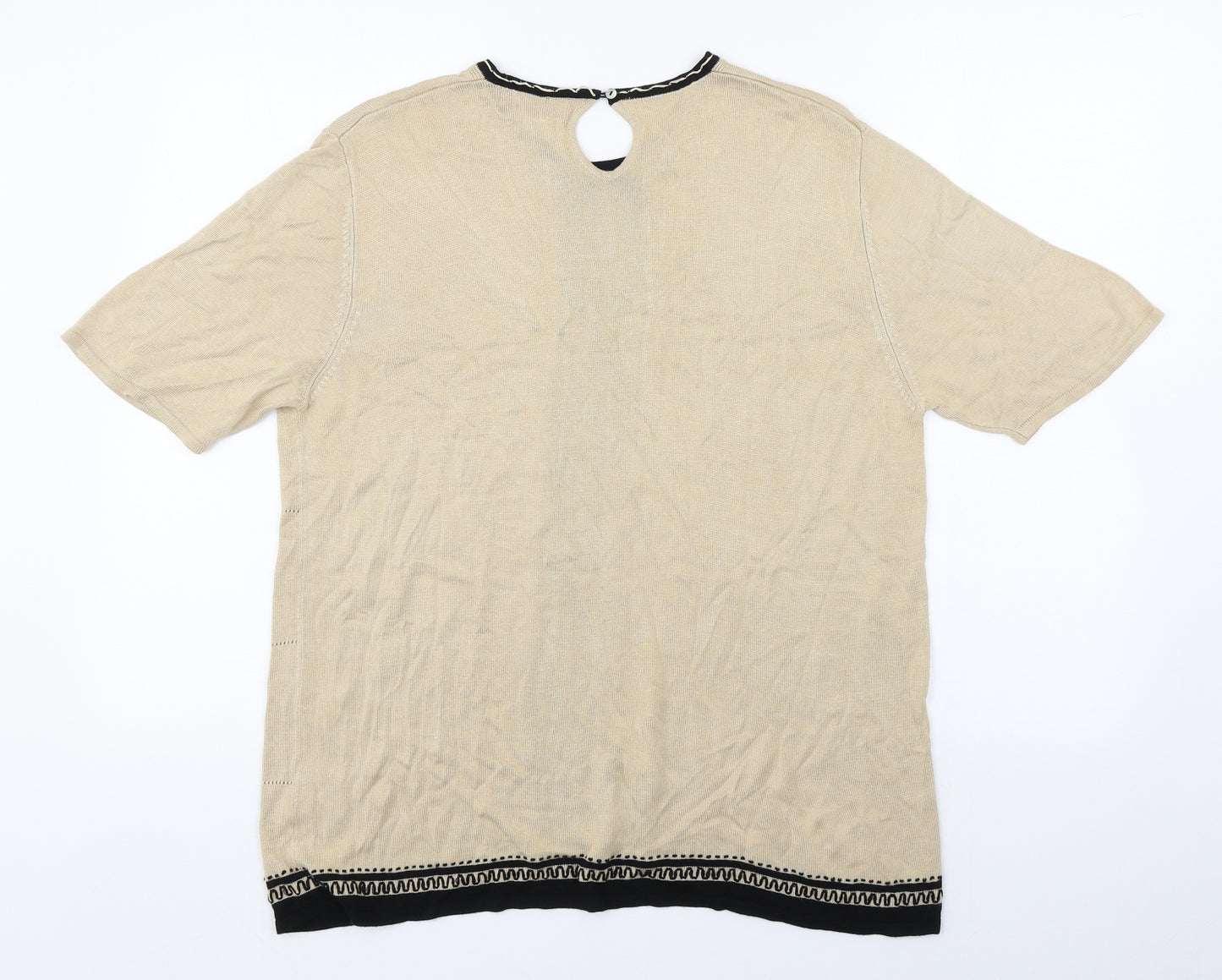 Riddella Womens Beige  Viscose Basic Blouse Size 16 Round Neck