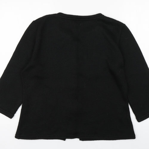 Per Una Womens Black Round Neck  Acrylic Cardigan Jumper Size L